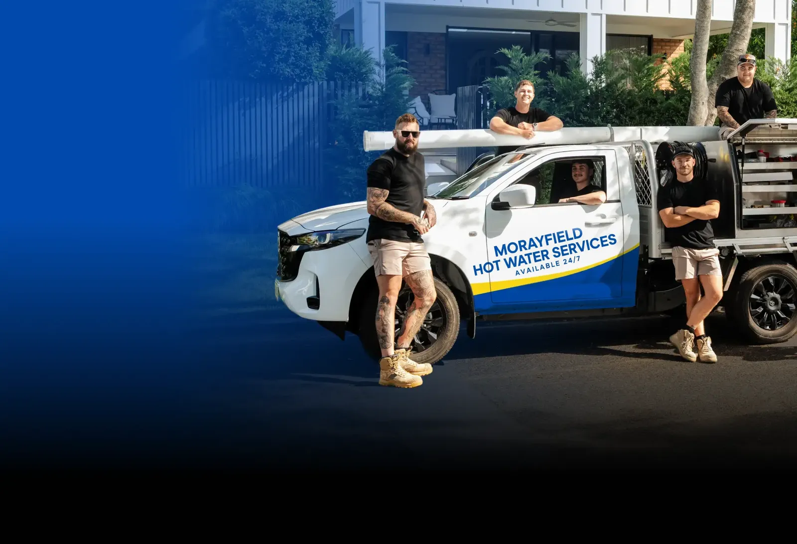 Morayfield Hot Water Services team with the ute